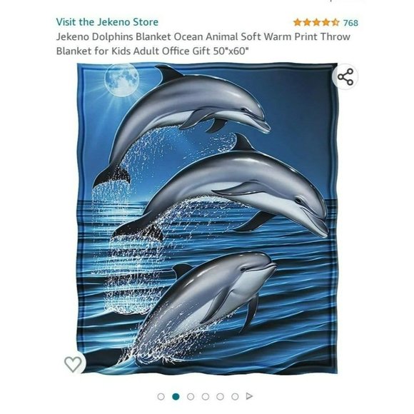 Soft and Cozy 3 Dolphin Splash Fleece Blanket Throw 50" x 60" - Picture 4 of 5